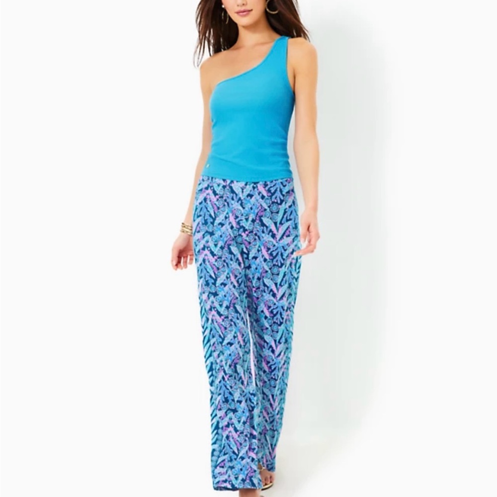 NWT Lilly Pulitzer 31" Allena Knit Palazzo Pants XL Barton Blue Star Gazing